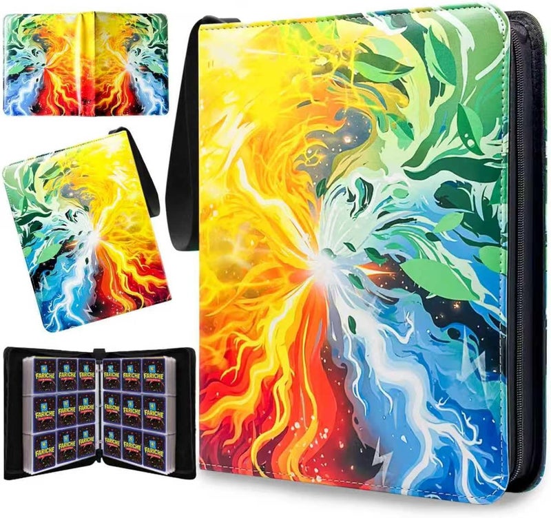 FARICHE Trading Card Binder for TCG Cards, 9-Pocket Portable Card Collector Ablum Holder Book Fits 900 Cards with 50 Removable Sleeve, Waterproof Card Binder Display Storage Carrying Cases for TCG-Storm - Image 1